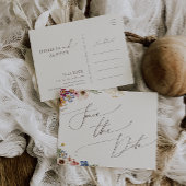 Kleurrijke wilde bloem | Beige tuin behalve datum Uitnodiging Briefkaart