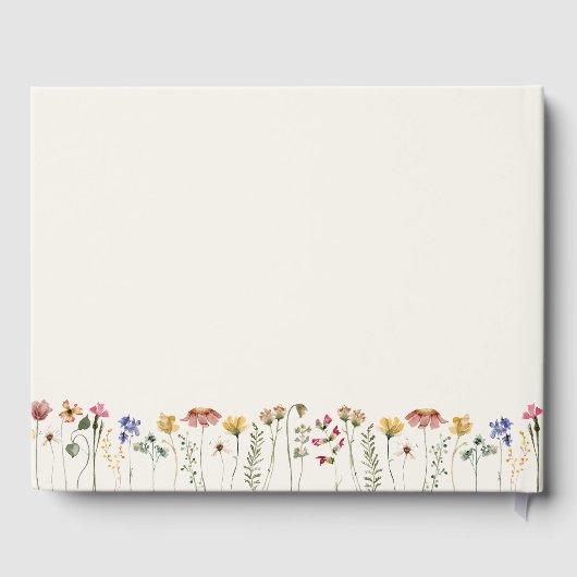 Kleurrijke wilde bloem | Beige Wedding Guestbook Gastenboek (Achterkant)