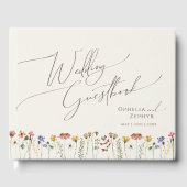 Kleurrijke wilde bloem | Beige Wedding Guestbook Gastenboek (Voorkant)
