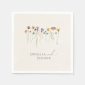 Kleurrijke wilde bloem | Beige Wedding Napkins Servet (Voorkant)