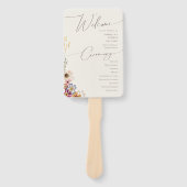 Kleurrijke wilde bloem | Beige Wedding Programme H Handwaaier (Voorkant)