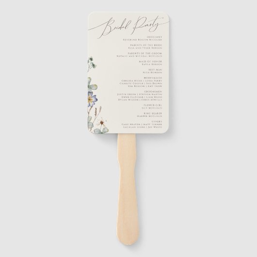 Kleurrijke wilde bloem | Beige Wedding Programme H Handwaaier (Achterkant)