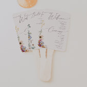 Kleurrijke wilde bloem | Beige Wedding Programme H Handwaaier