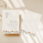 Kleurrijke wilde bloem | Belige monogram bruiloft Kaart