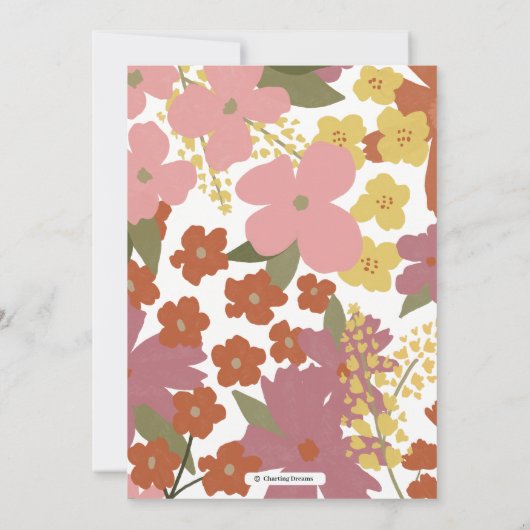 Kleurrijke Wilde Bloem Bewaar de Datum Kaart (Achterkant)