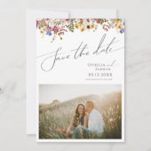 Kleurrijke wilde bloem | Beweerde foto slaat de da Save The Date (Voorkant)