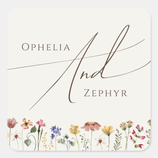 Kleurrijke wilde bloem | Bodemafdichtingen voor be Vierkante Sticker (Voorkant)