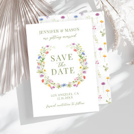 Kleurrijke wilde bloem bohemian rustiek Save the D Kaart