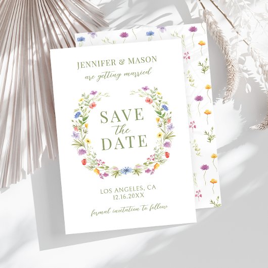 Kleurrijke wilde bloem bohemian rustiek Save the D Kaart