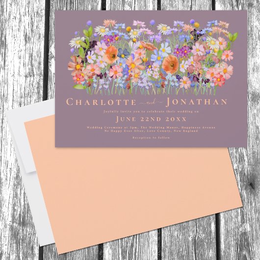 Kleurrijke Wilde Bloem Boho Chic Bruiloft Kaart