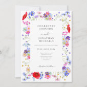 Kleurrijke Wilde Bloem Boho Chic QR Code Trouwen Kaart (Voorkant)