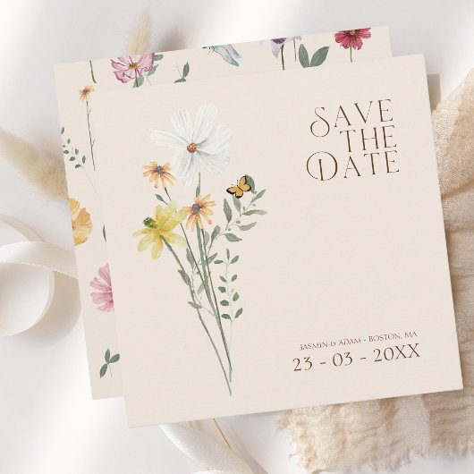 Kleurrijke Wilde Bloem Bruiloft Save the Date