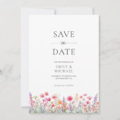 Kleurrijke Wilde Bloem Bruiloft Save The Date Kaar (Voorkant)