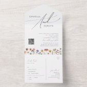Kleurrijke wilde bloem | Casual QR-codenummer en v All In One Uitnodiging (Binnen)