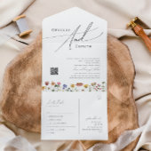 Kleurrijke wilde bloem | Casual QR-codenummer en v All In One Uitnodiging