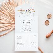 Kleurrijke wilde bloem | Casual zegel en verzendin All In One Uitnodiging