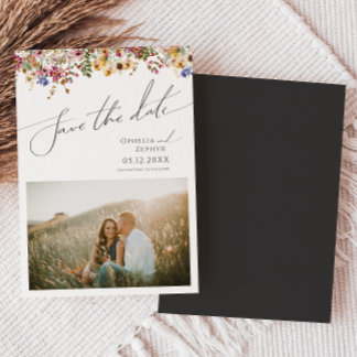 Kleurrijke wilde bloem | Datum opslaan Magnetische Uitnodiging