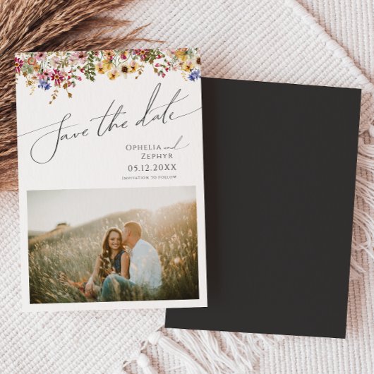 Kleurrijke wilde bloem | Datum opslaan Magnetische Uitnodiging