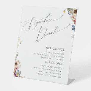 Kleurrijke wilde bloem Drinken voor ondertekenin Reclamebord Met Voetstuk