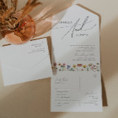 Kleurrijke wilde bloem | Eenvoudige Casual afdicht All In One Uitnodiging