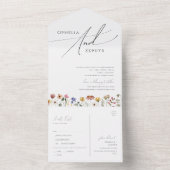 Kleurrijke wilde bloem | Eenvoudige Casual afdicht All In One Uitnodiging (Binnen)