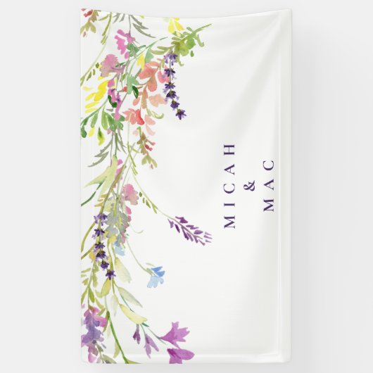 Kleurrijke wilde bloem en lavender spandoek (Verticaal)