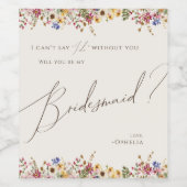 Kleurrijke wilde bloem | Etiket beige Bridesmaid (Enkel label)