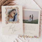 Kleurrijke wilde bloem | Foto beige Meadow Flat Bedankkaart