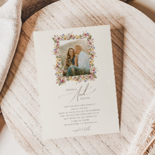 Kleurrijke wilde bloem   Fotoweduwschap met weide Kaart