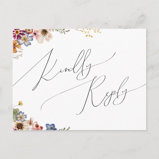 Kleurrijke wilde bloem | Garden Song Request RSVP Briefkaart (Voorkant)