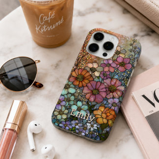 Kleurrijke Wilde Bloem Gebrandschilderde Glas Gepe iPhone 16 Pro Max Hoesje