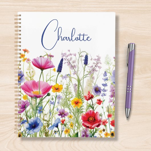 Kleurrijke Wilde Bloem Gepersonaliseerde Naam Cade Planner