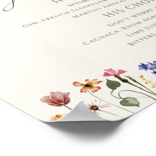 Kleurrijke Wilde Bloem | Handtekening Dranken Bord Poster (Hoek)