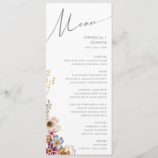 Kleurrijke wilde bloem | Het menu Dinner van het G (Voorkant)