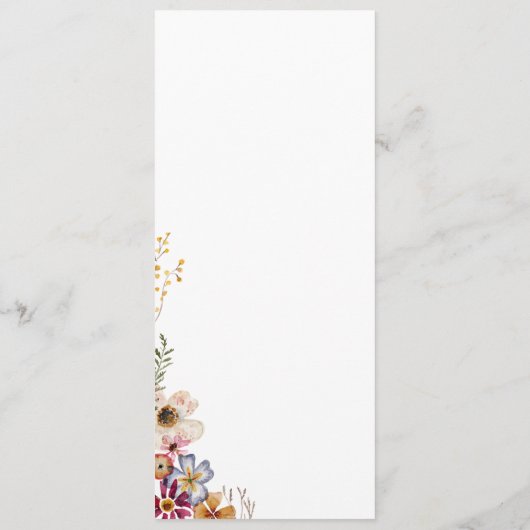 Kleurrijke wilde bloem | Het menu Dinner van het G (Achterkant)