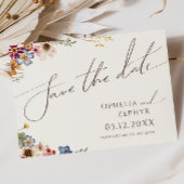 Kleurrijke wilde bloem | Horizontaal beige tuin Save The Date