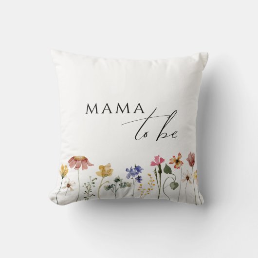 Kleurrijke Wilde Bloem Mama To Be Kussen (Voorkant)