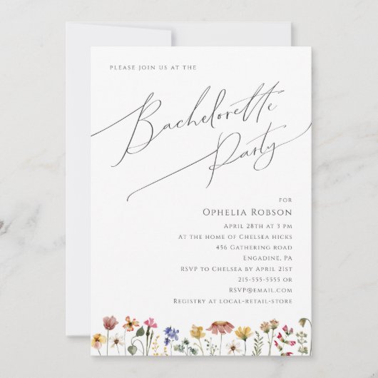 Kleurrijke Wilde Bloem | Meidenavondje Kaart (Voorkant)