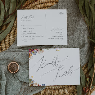 Kleurrijke wilde bloem   Menu Choice RSVP-Briefkaa