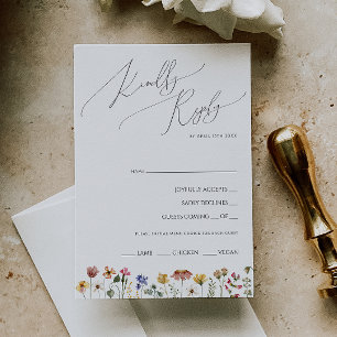 Kleurrijke wilde bloem   Menu Choice RSVP-kaart
