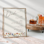 Kleurrijke wilde bloem | Menu Drinken beige Weddin Poster<br><div class="desc">Deze kleurrijke wilde bloem | Beige drinken menu poster is perfect voor je eenvoudige, witte boho regenboogbruiloft. De heldere, betoverde roze, gele, oranje en goudkleurige floralen geven dit product het gevoel van een minimalistische elegante hippietuin. Het moderne ontwerp is artsachtig en delicaat, en toont een klassiek, rijk weide in de...</div>