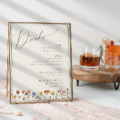 Kleurrijke wilde bloem | Menu Drinken beige Weddin Poster