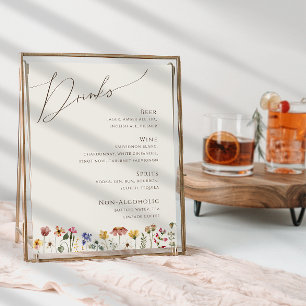 Kleurrijke wilde bloem   Menu Drinken beige Weddin Poster
