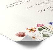 Kleurrijke wilde bloem | Menu Drinken beige Weddin Poster (Hoek)