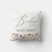 Kleurrijke wilde bloem met Baby naam Kussen (Voorkant)