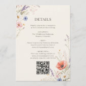 Kleurrijke Wilde Bloem Monogram QR Code Boho Bruil Kaart (Achterkant)