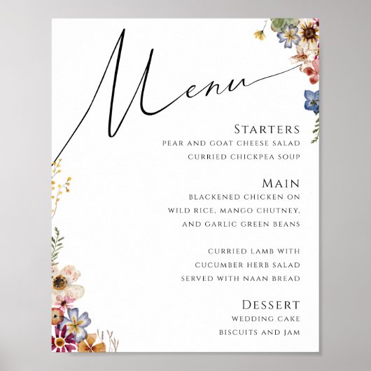 Kleurrijke wilde bloem | Onderteken van het huweli Poster (Voorkant)