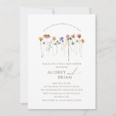 Kleurrijke Wilde Bloem Op Weg Couples Baby Shower Kaart (Voorkant)