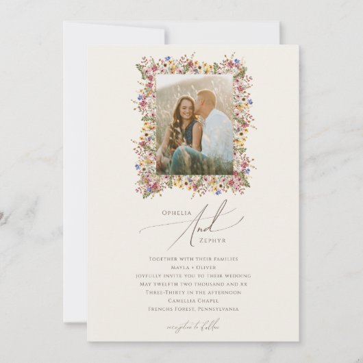 Kleurrijke wilde bloem | Oranje-fotoweddenschap Kaart (Voorkant)