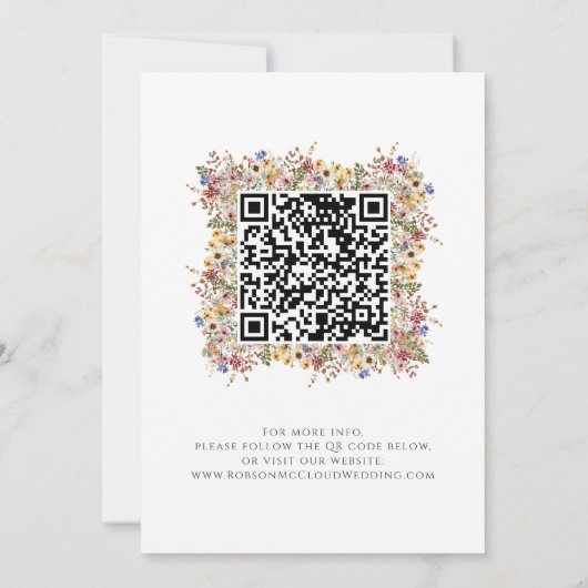 Kleurrijke wilde bloem | QR-code foto weide Save The Date (Achterkant)